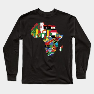 Vintage Africa Map with Flags Long Sleeve T-Shirt